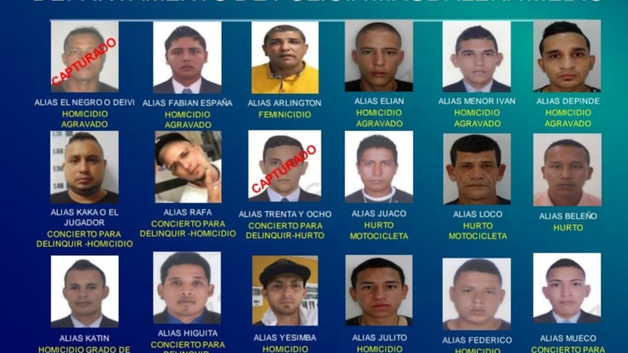Delincuentes buscados en el Magdalena Medio.