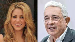 La cantante Shakira y el expresidente y jefe máximo del Centro Democrático, Álvaro Uribe.