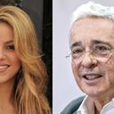 La cantante Shakira y el expresidente y jefe máximo del Centro Democrático, Álvaro Uribe.
