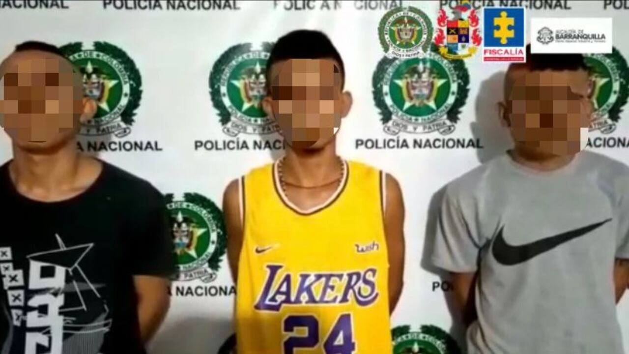 Tres de los sujetos capturados por homicidios a conductores en Barranquilla, entre ellos alias 21.