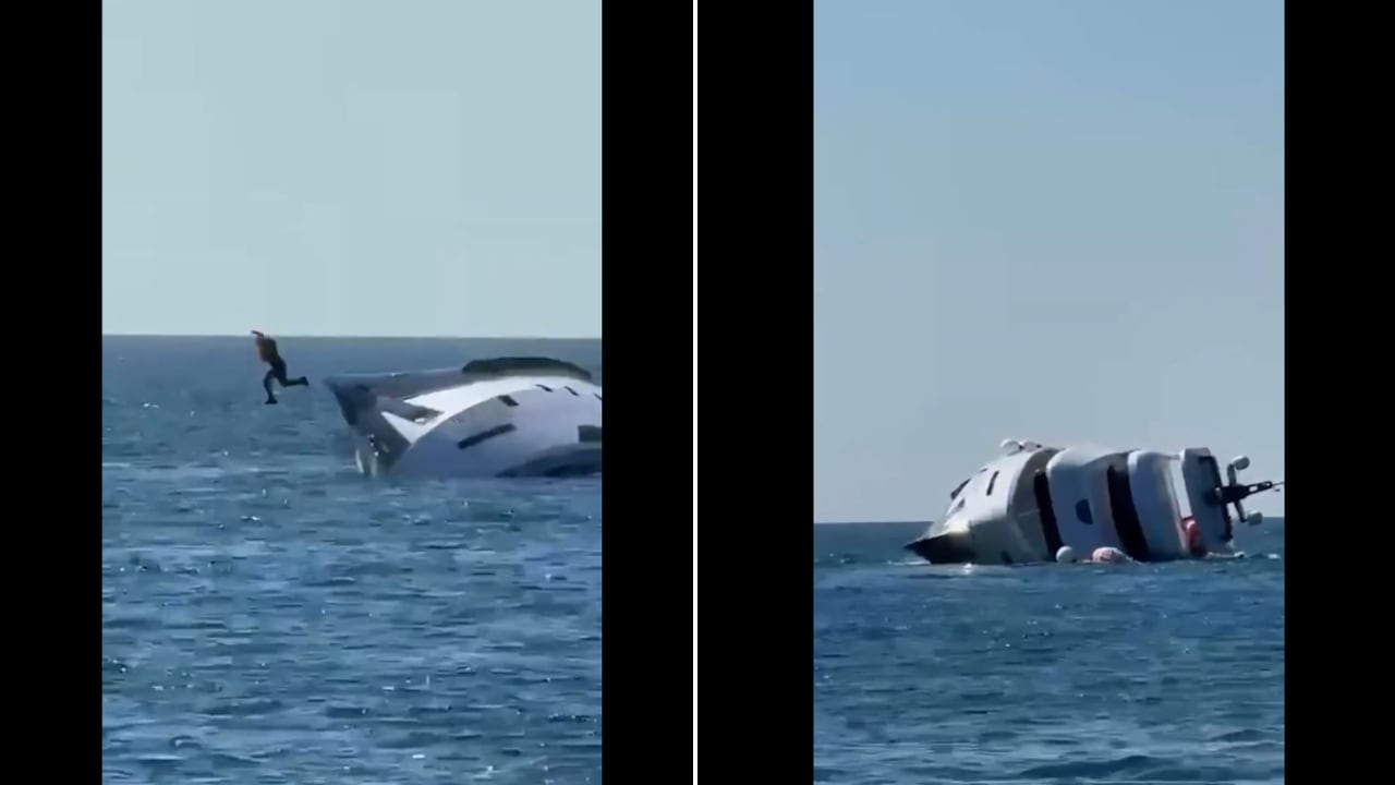 Cuatro tripulantes saltaron al mar para sobrevivir al hundimiento de un lujoso yate.