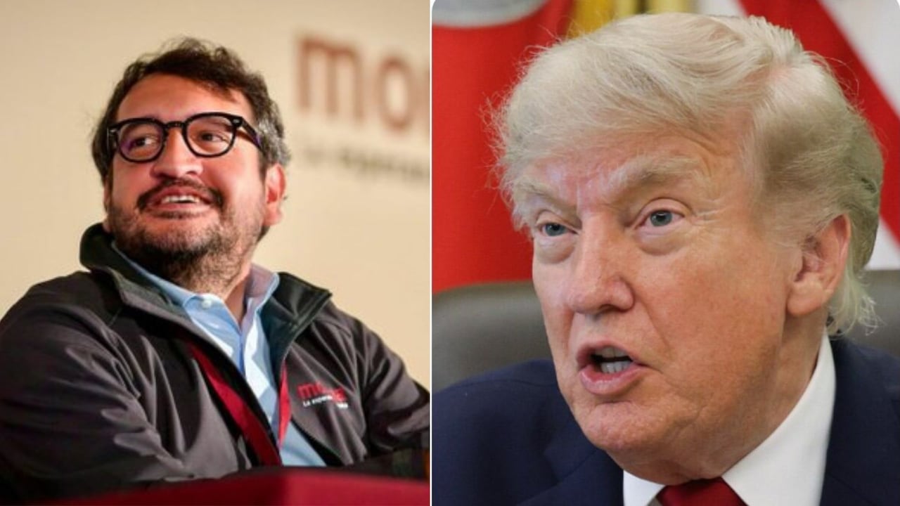 Andrés Manuel López Beltrán y Donald Trump aparecen en una imagen compuesta, en medio de la controversia por el retiro de la visa al político mexicano.