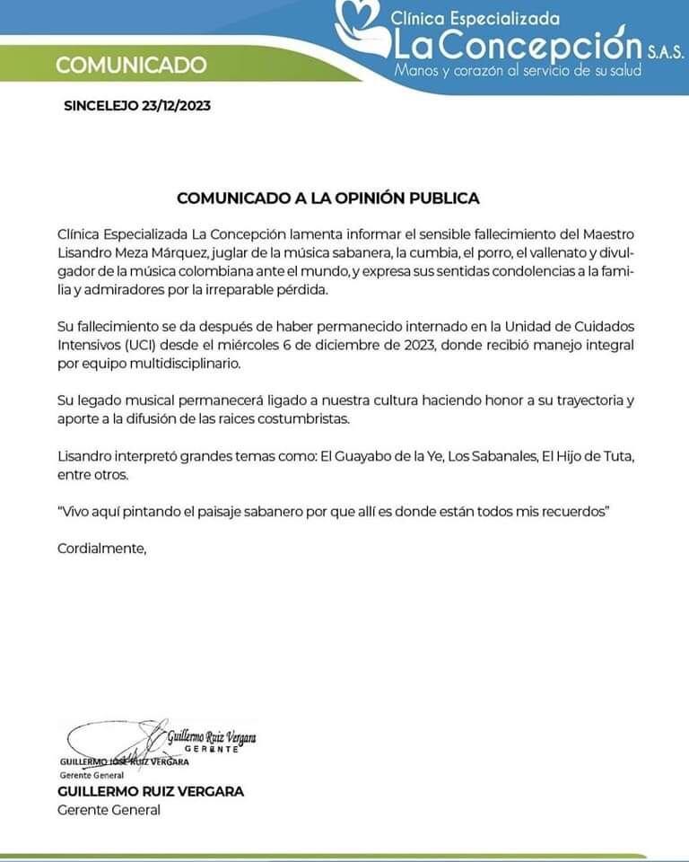 Comunicado Clínica La Concepción