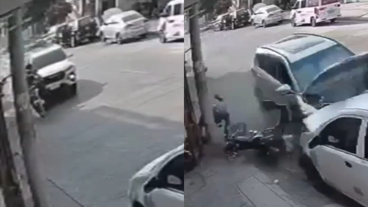 Este es el momento exacto en el que el conductor terminó embistiendo a los delincuentes.