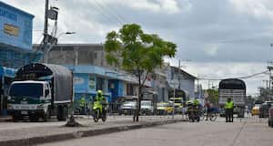 Cerco sanitario instalado en la zona del mercado de Barranquillita, en el centro de la capital del Atlántico.