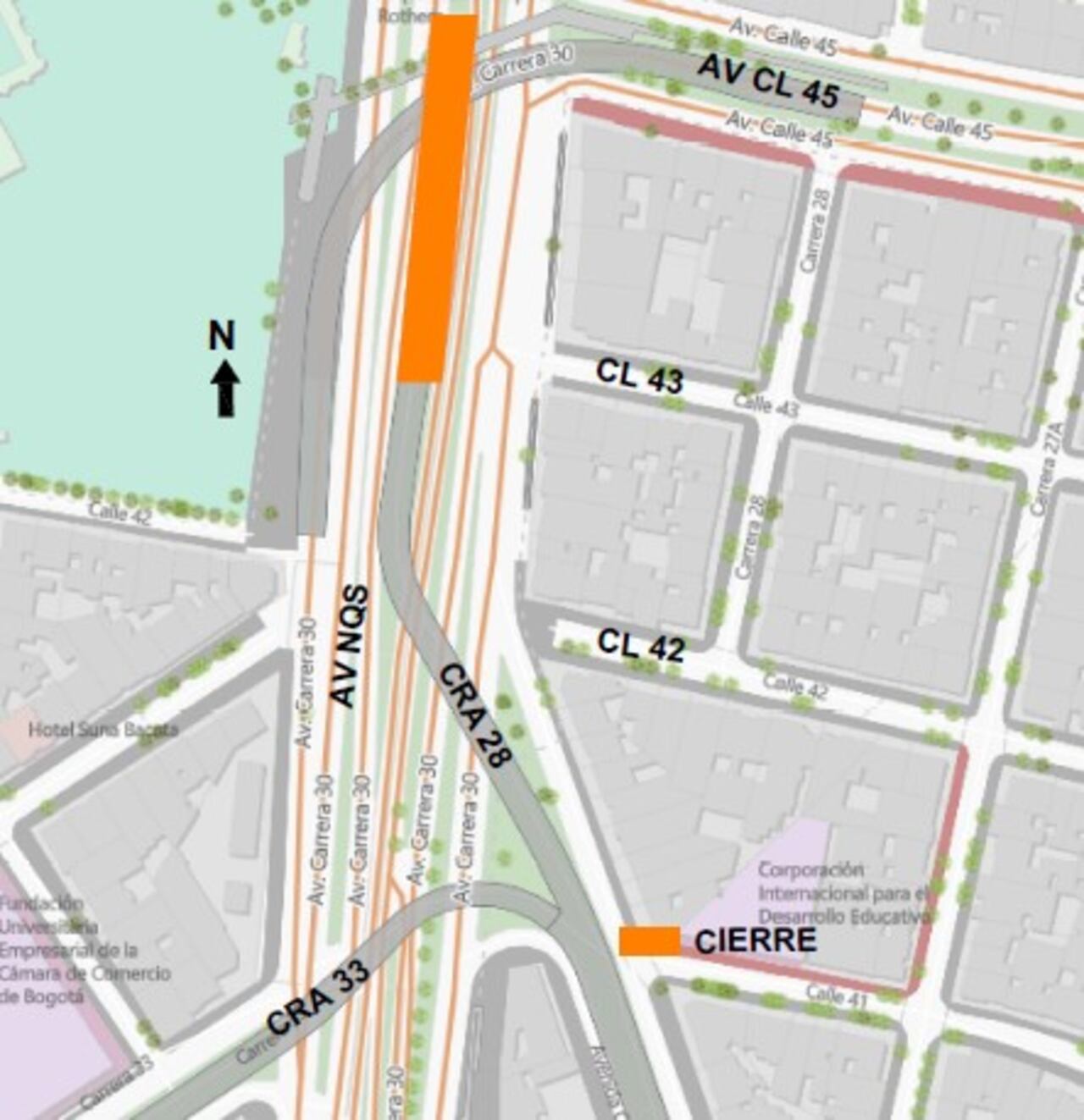 Mapa de la zona de obra
