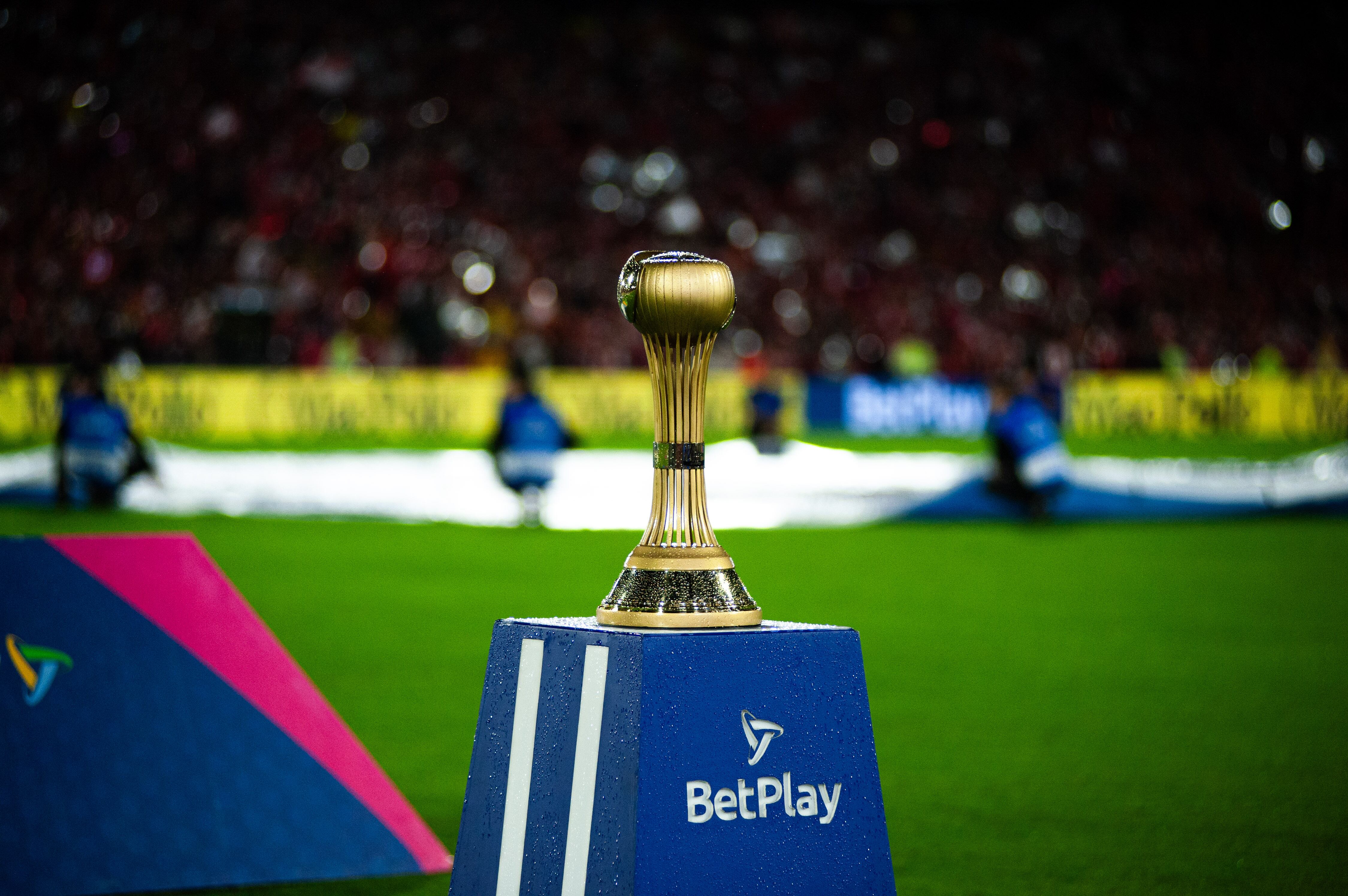 The BetPlay Dimayor League Throphy during the BetPlay Dimayor League Final between Independiente Santa Fe and Atletico Bucaramanga at El Campin stadium in Bogota, Colombia, June 15, 2024. (Photo by: Sebastian Barros/Long Visual Press/Universal Images Group via Getty Images)