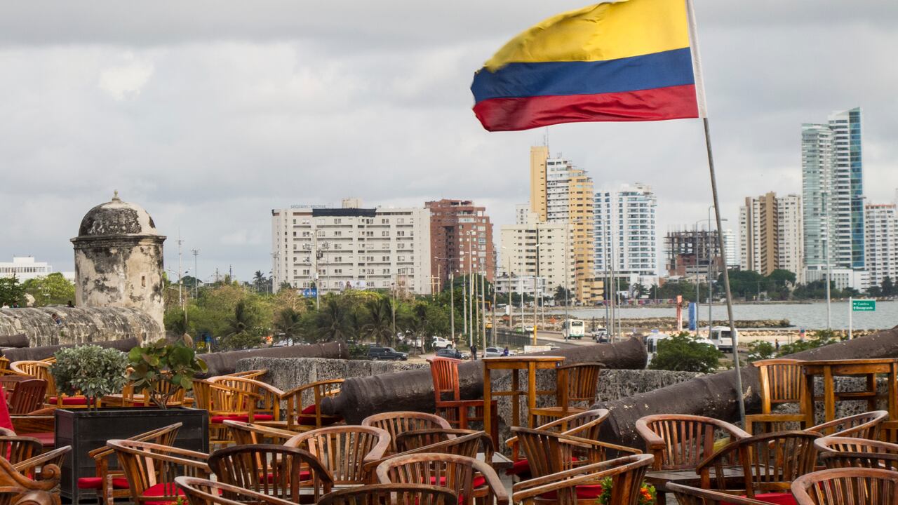 Colombia Flag at the old city of Cartagena. Getty Images.
