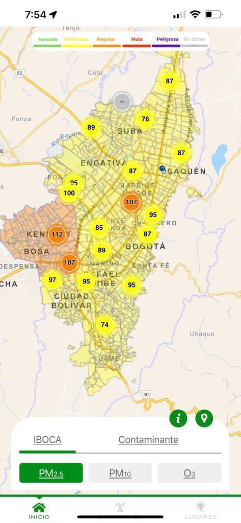 Calidad del aire en Bogotá.