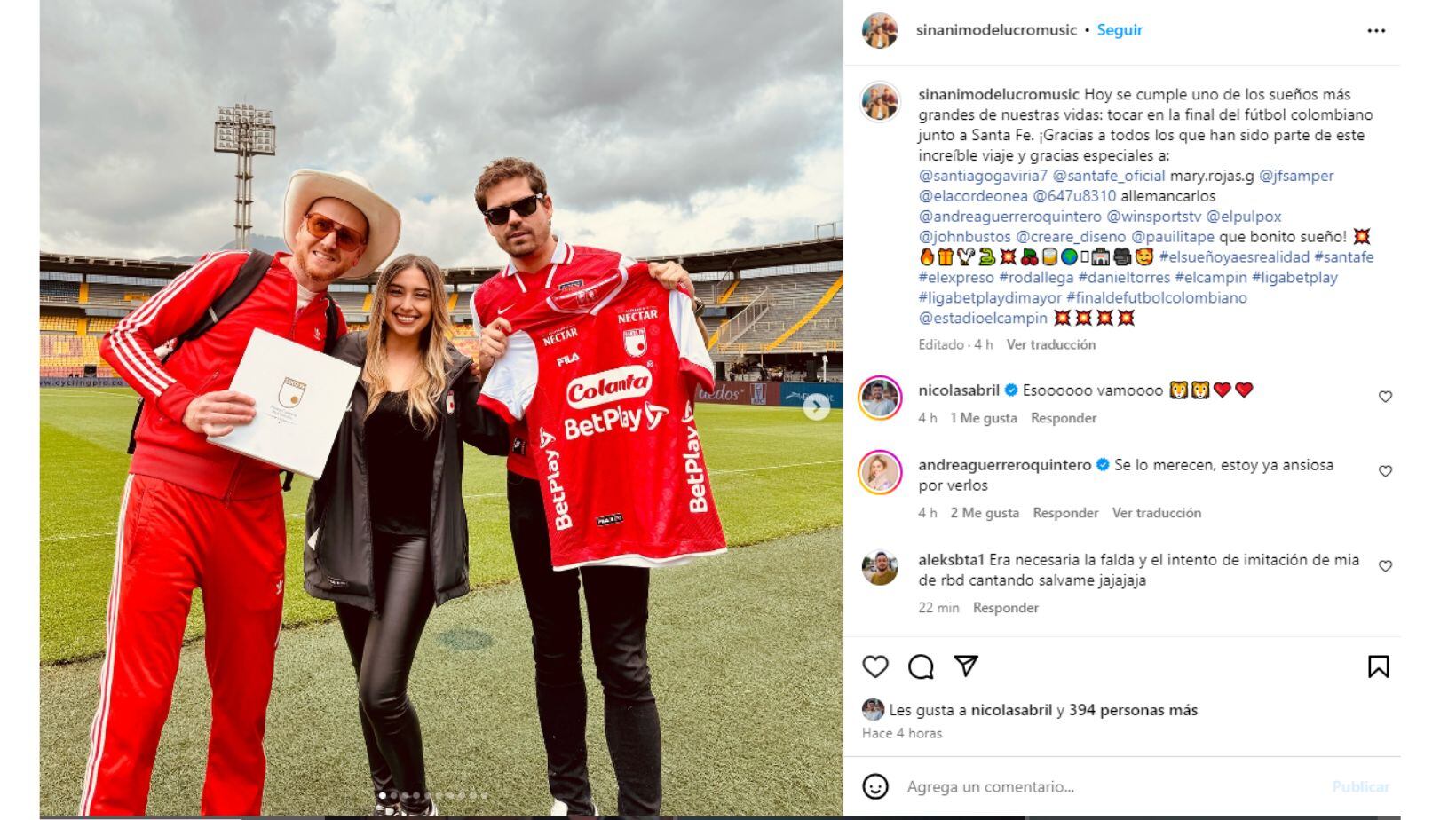 Sin Ánimo de Lucro llegó a la final Liga BetPlay y se lució con espectacular show al estilo vallenato