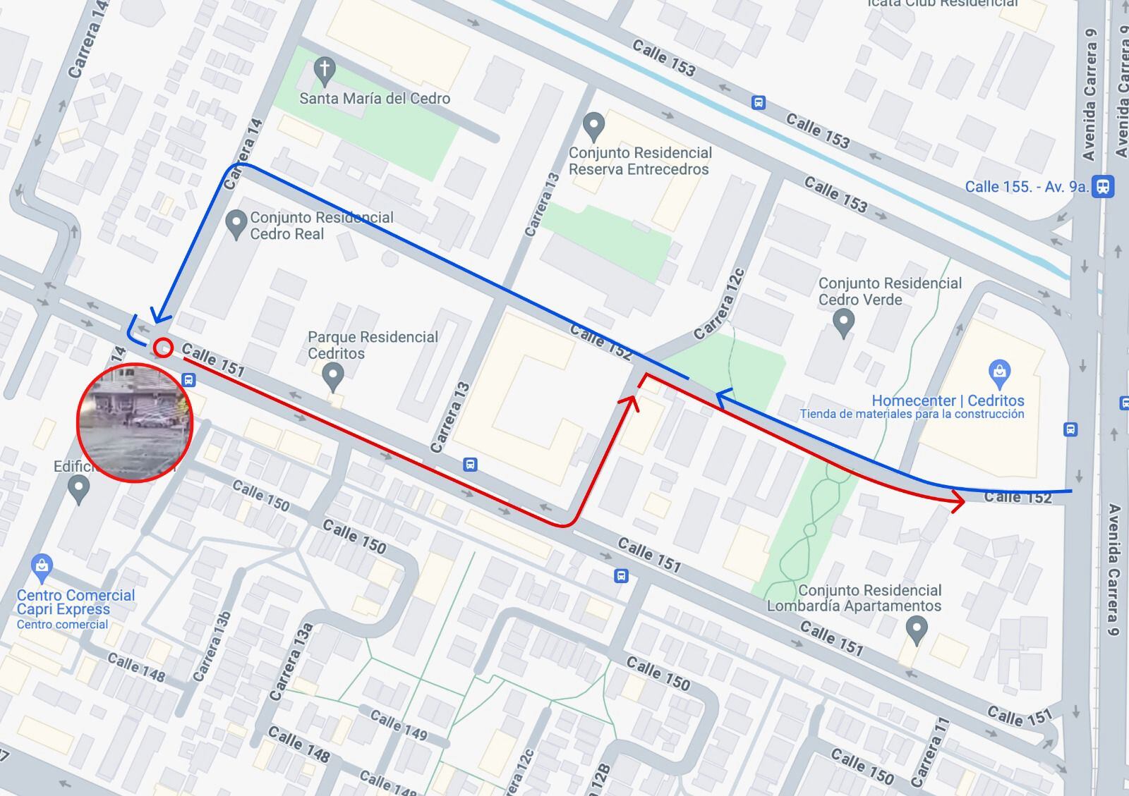 Poner en el pie de foto. Este es el recorrido que habría realizado el conductor que atropelló a Shadow