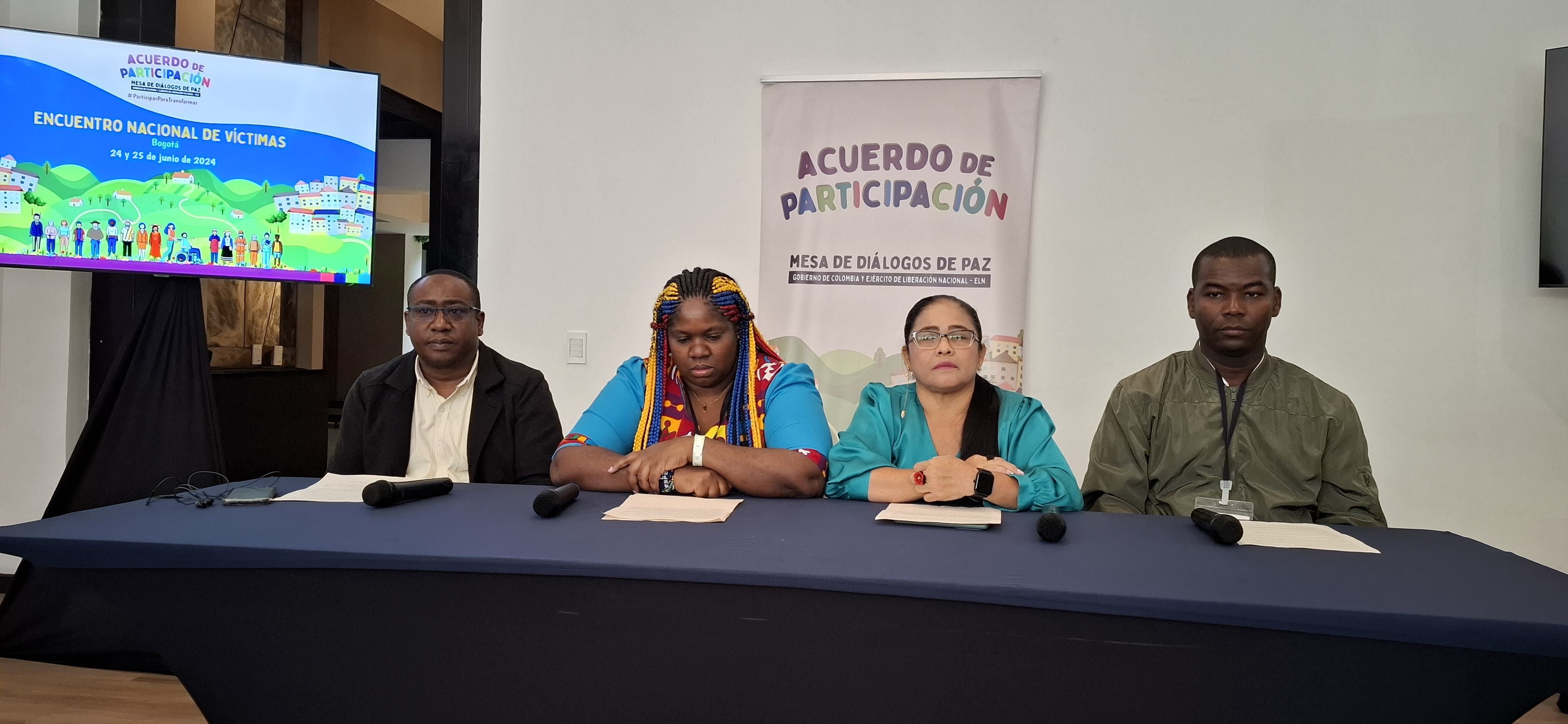 Líderes de las víctimas Leyner Palacios, Yolanda Pera, Rocío Campos y Blasney Mosquera.