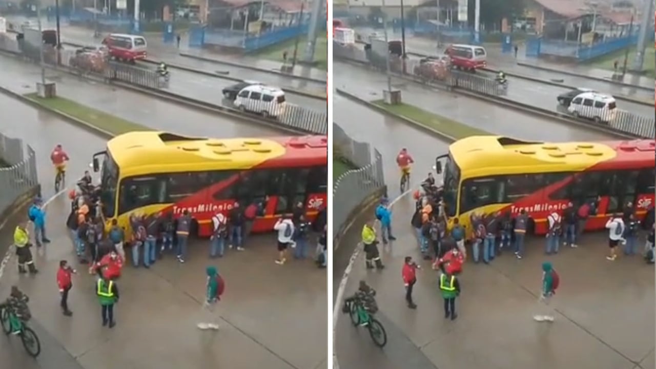El bus quedó varado en una estación de Soacha.