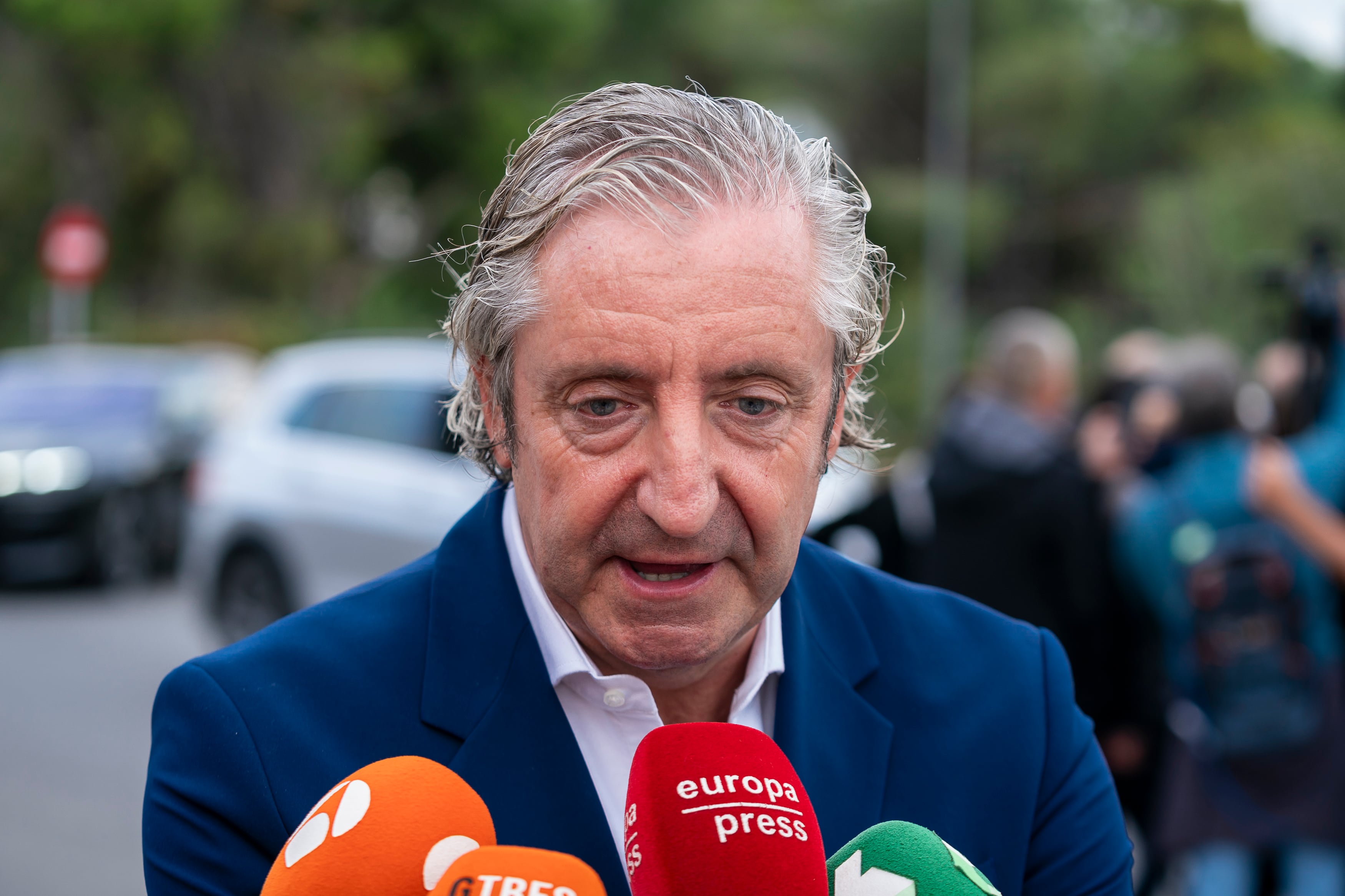 POZUELO DE ALARCON, MADRID, SPAIN - SEPTEMBER 17: Journalist Josep Pedrerol on his arrival at the mortuary in Pozuelo de Alarcon, on 17 September, 2023 in Pozuelo de Alarcon, Madrid, Spain. Journalist Pepe Domingo passed away tonight at the age of 80. The singer and writer also worked in the radio program of the Cope network, Tiempo de Juego. The journalist from A Coruña received four Ondas Awards, the National Award for the Arts applied to sport and the Joaquin Prat Radio Award. El gran musical de la Cadena SER and the television program 300 millones, broadcast by TVE were two of his most emblematic programs. (Photo By A. Perez Meca/Europa Press via Getty Images)