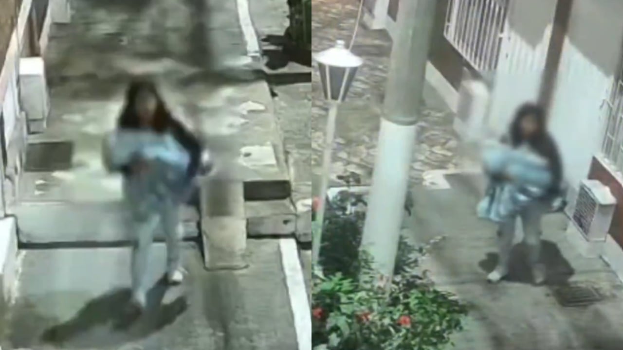 Imagen del momento en el que la mujer abandona al pequeño.