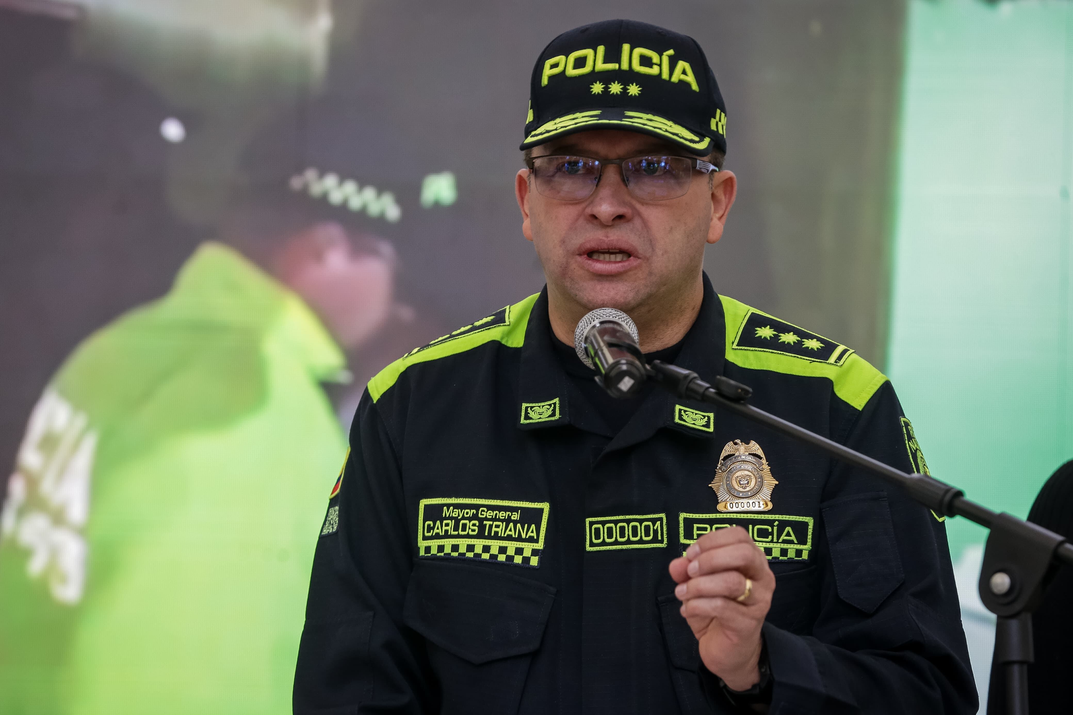 Bogotá. Julio 05 de 2025. El director general de la Policía Nacional, Carlos Fernando Triana, ofreció una rueda de prensa en la que se dieron a conocer detalles sobre la captura de alias ‘El Costeño’, presunto autor intelectual del atentado contra el senador Miguel Uribe Turbay
