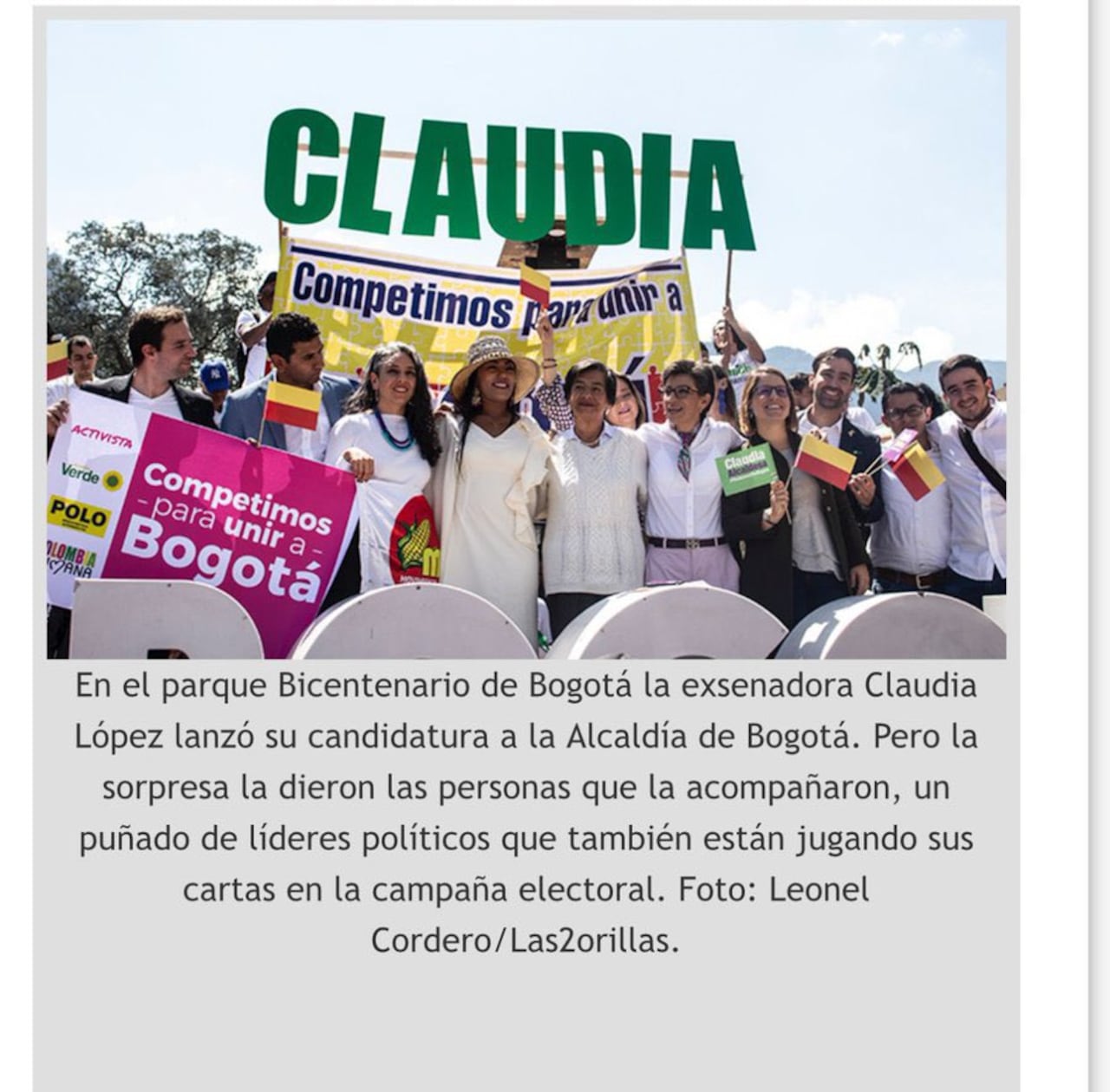 David Racero cuando apoyó a Claudia López en su llegada a la Alcaldía de Bogotá.