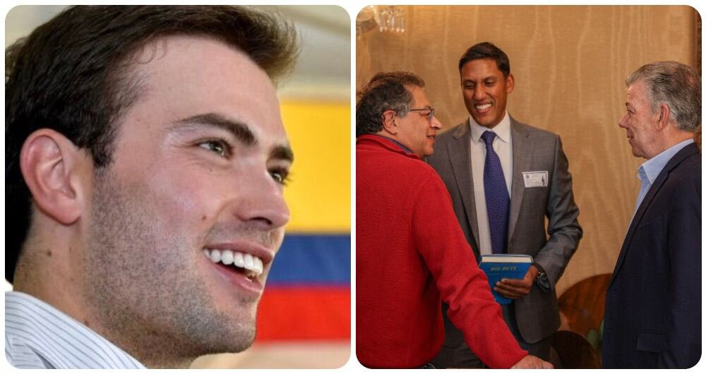 Esteban Santos, Gustavo Petro y Juan Manuel Santos reunidos en la Casa de Nariño este lunes 26 de agosto.