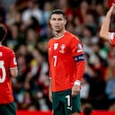 Portugal forward Cristiano Ronaldo plays during the match between Portugal and Hungary at the Estadio Jose Alvalade for the FIFA World Cup 2026 UEFA Qualifiers - Group F - Matchday 4 season 2025-2026 in Lisbon, Portugal, on October 14, 2025. (Photo by Stefan Koops/EYE4images/NurPhoto via Getty Images)