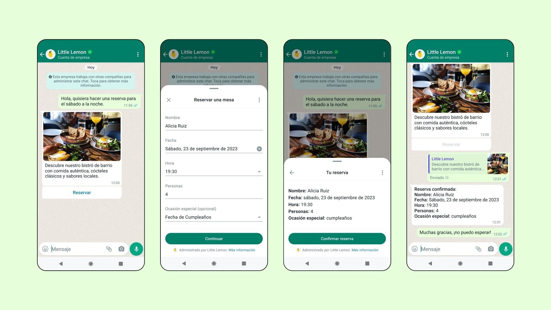 Los 'Flujos' permiten realizar reservas desde el chat de WhatsApp