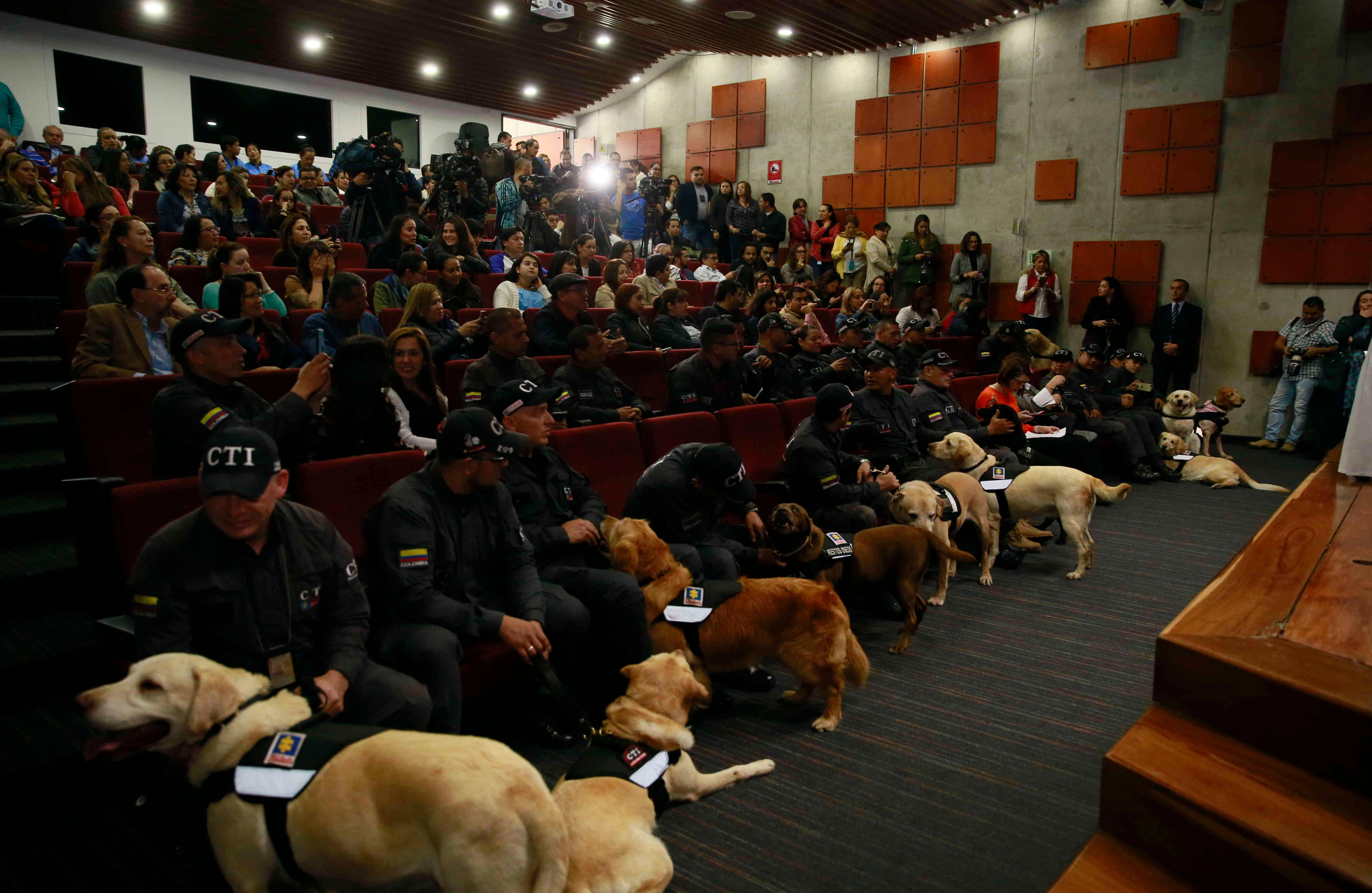 fueron jubilados 14 del equipo de 92 perros que conforman el grupo de soporte canino. Cortesía: Fiscalía