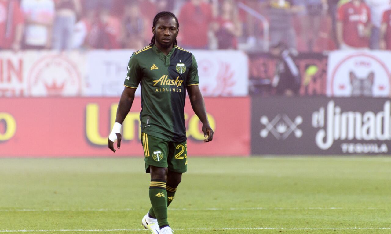 TORONTO, ONTARIO, CANADA - 2022/08/13: Yimmi Chara (23) seen during the MLS game between Toronto FC and Portland Timbers SC at BMO field. The game ended 3-1 for Toronto FC. (Photo by Getty Images/Angel Marchini/SOPA Images/LightRocket)