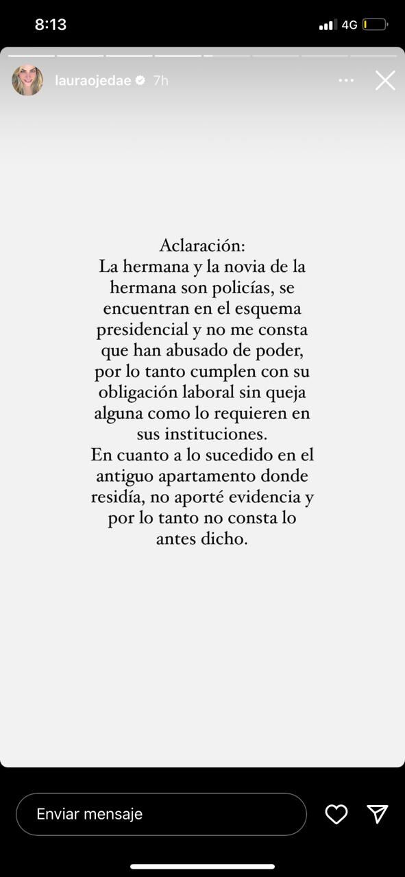 Laura Ojeda se rectificó sobre la hermana de Day Vásquez