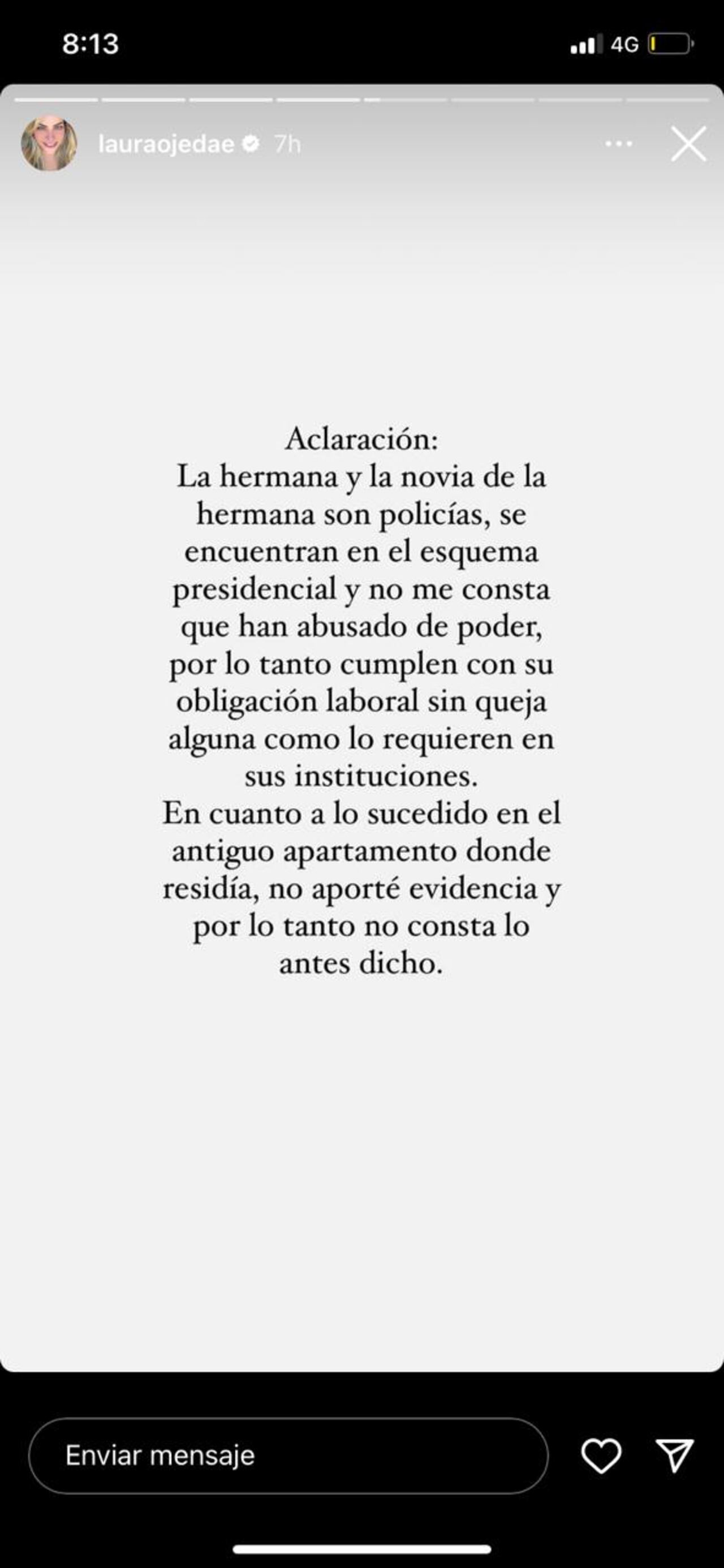 Laura Ojeda se rectificó sobre la hermana de Day Vásquez