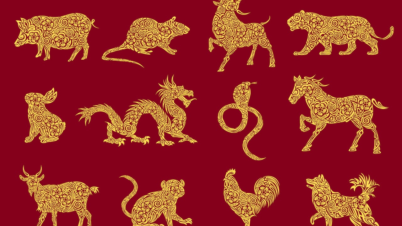 Horóscopo chino con sus 12 signos zodiacales de animales.