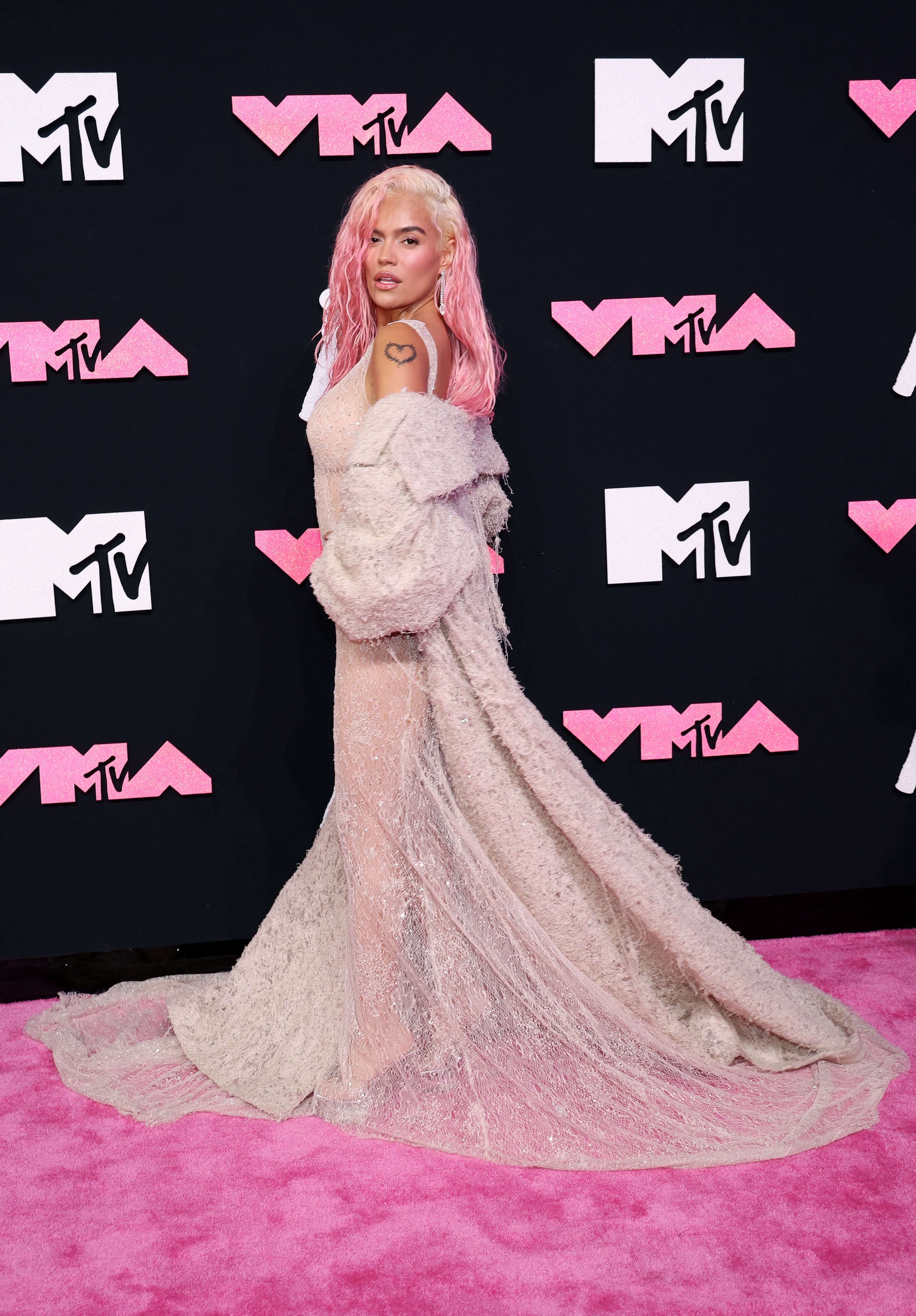 Karol G attends the 2023 MTV Video Music Awards at the Prudential Center in Newark, New Jersey, U.S., September 12, 2023. REUTERS/Andrew Kelly