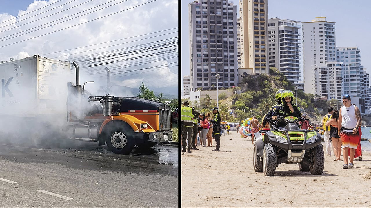 A la izquierda, el caos generado por las Autodefensas en las carreteras del Caribe tras la muerte de su segundo cabecilla. A la derecha, la reacción de las autoridades.