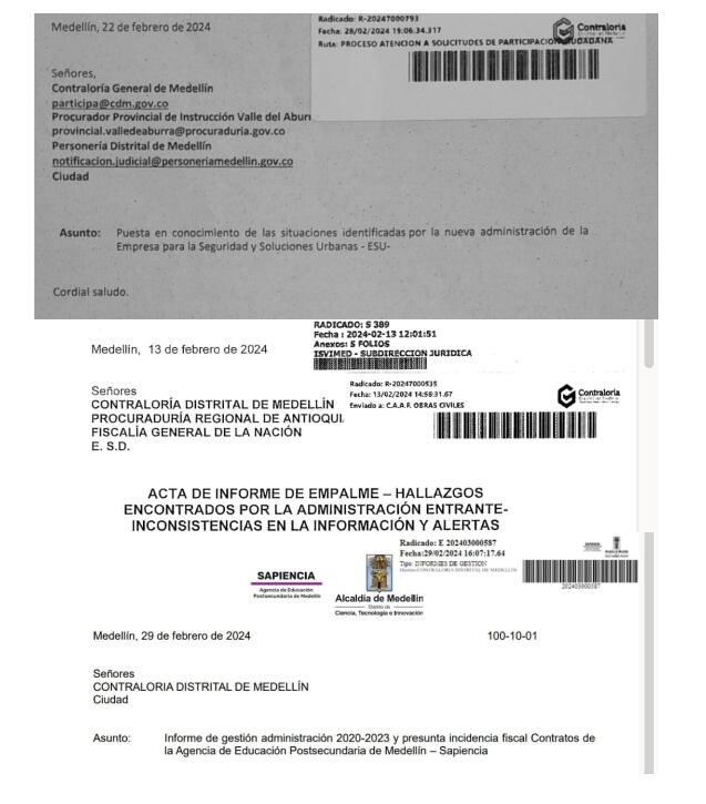Radicados ante la Contraloría Distrital de Medellín