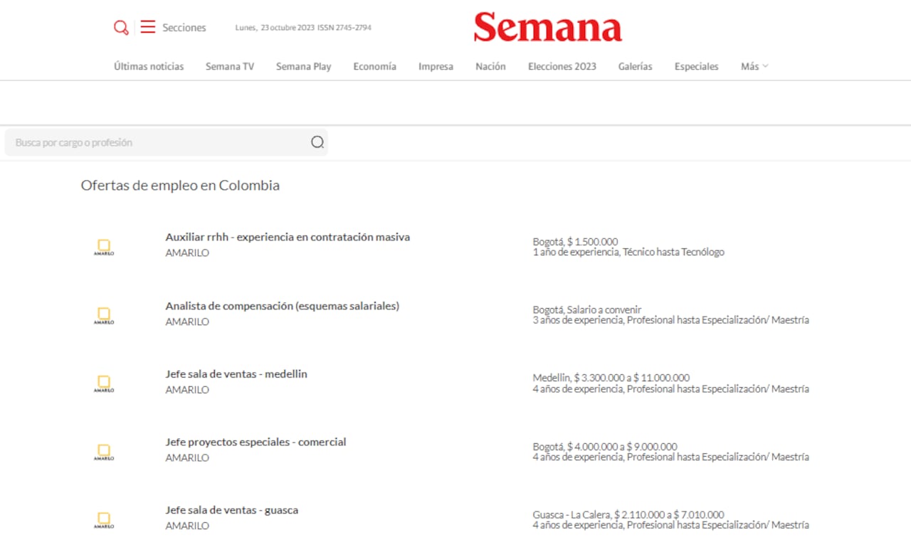 Ofertas de empleo en Semana.com