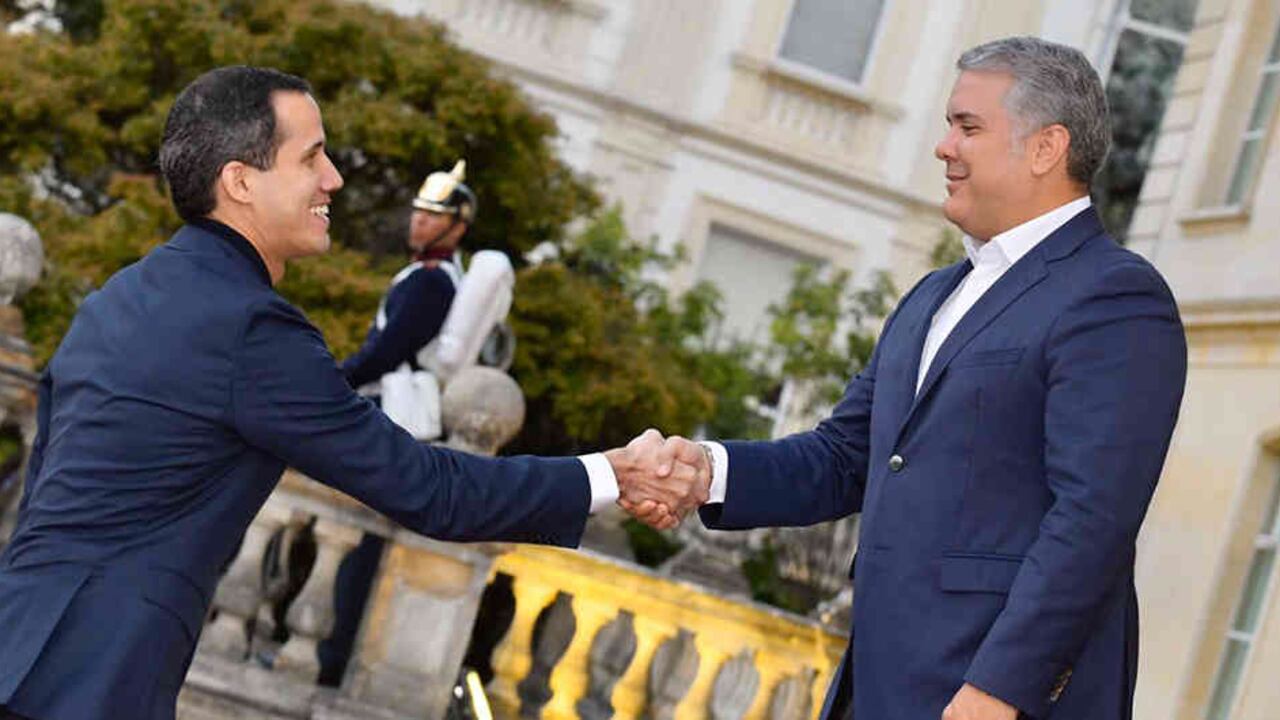El opositor venezolano Juan Guaidó e Iván Duque, presidente de Colombia.