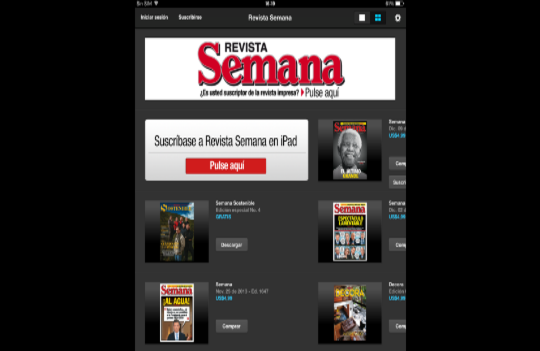 Regale una suscripción de la Revista Semana para iPad. Los precios varían según el tiempo: 1 mes – 12 dólares, 3 meses 30 dólares, 6 meses 55 dólares y 1 año 100 dólares. 