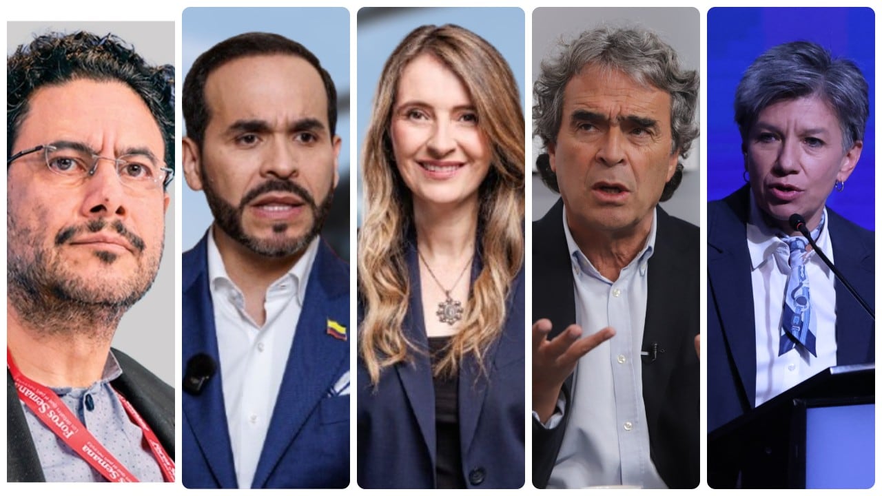 Iván Cepeda, Abelardo de la Espriella, Paloma Valencia, Sergio Fajardo y Claudia López.