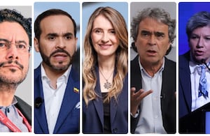 Iván Cepeda, Abelardo de la Espriella, Paloma Valencia, Sergio Fajardo y Claudia López.