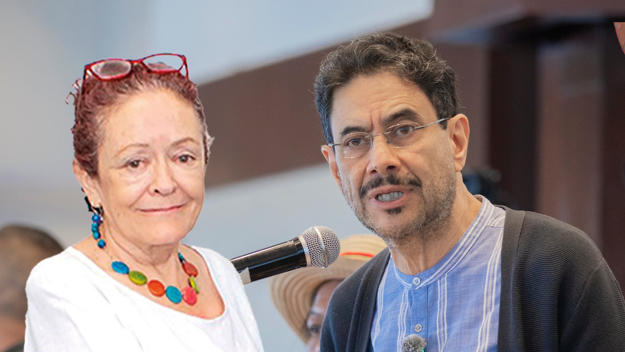 La embajadora de Colombia en Haití, Vilma Velásquez, e Iván Cepeda