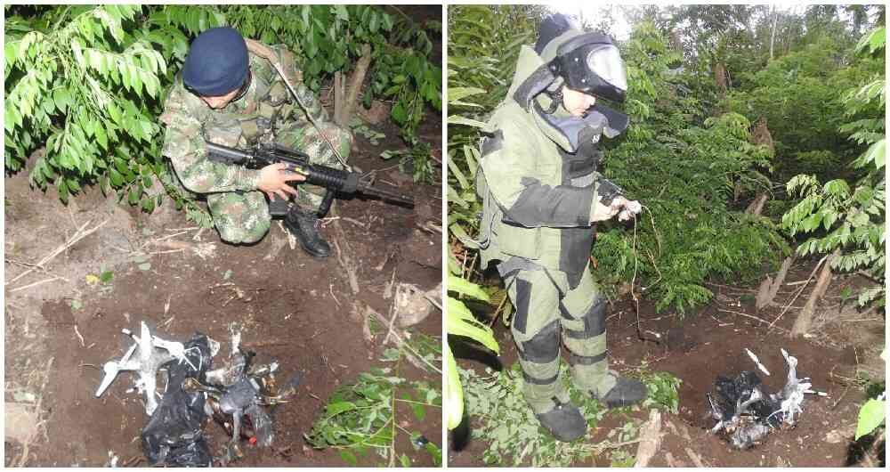 El Ejército encontró dos drones cargados con explosivos en Tumaco.