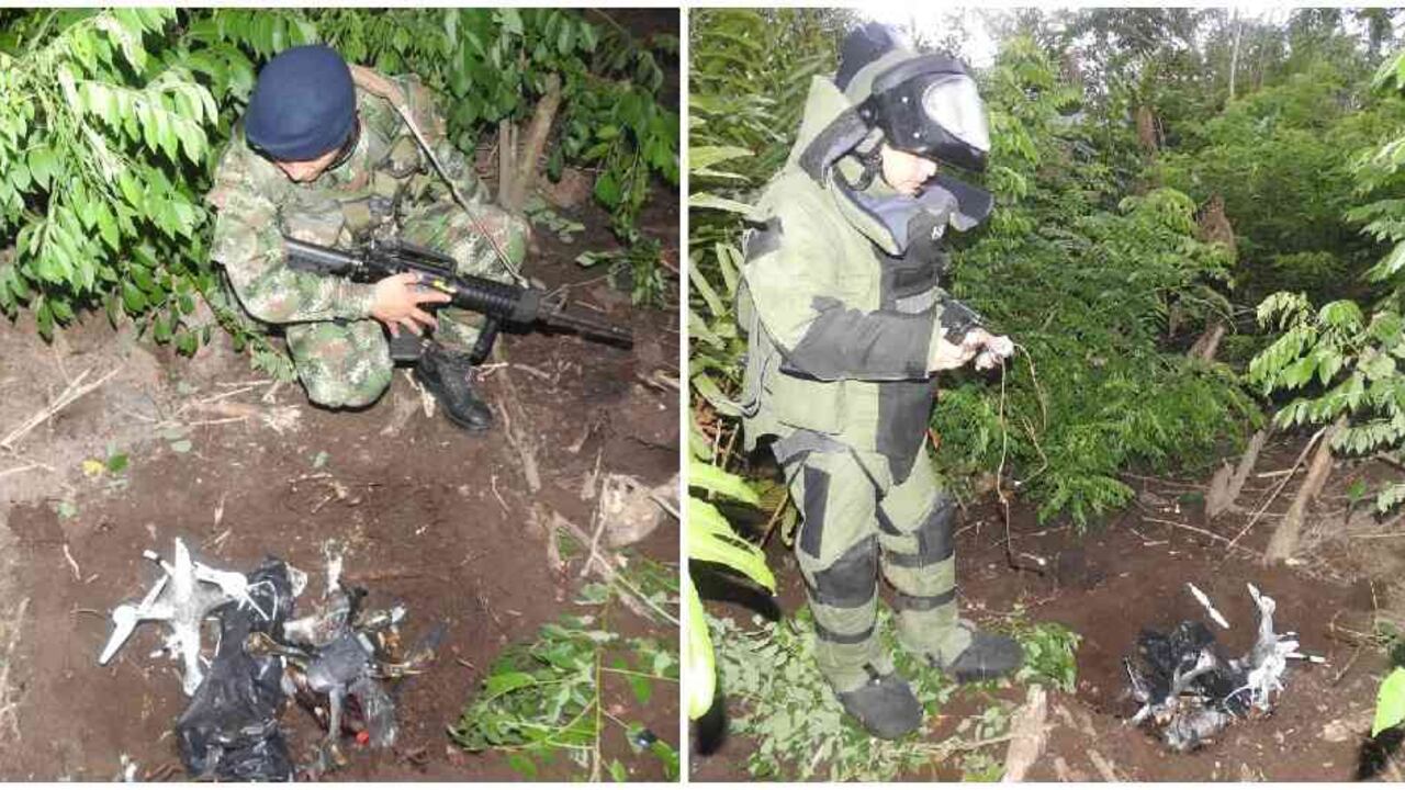 El Ejército encontró dos drones cargados con explosivos en Tumaco.