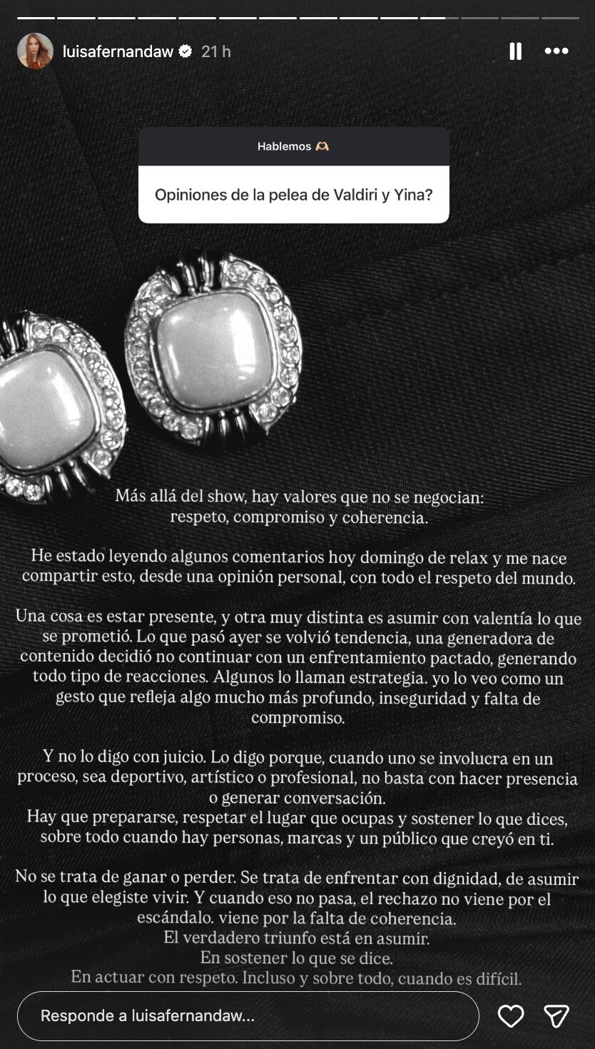 Luisa Fernanda W se pronunció por renuncia de Yina Calderón en Stream Fighters 4.