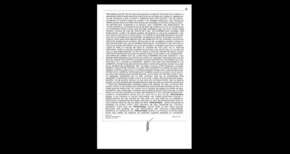 Segundo dictamen de Medicina Legal usado en las audiencias y que se entregó borroso.