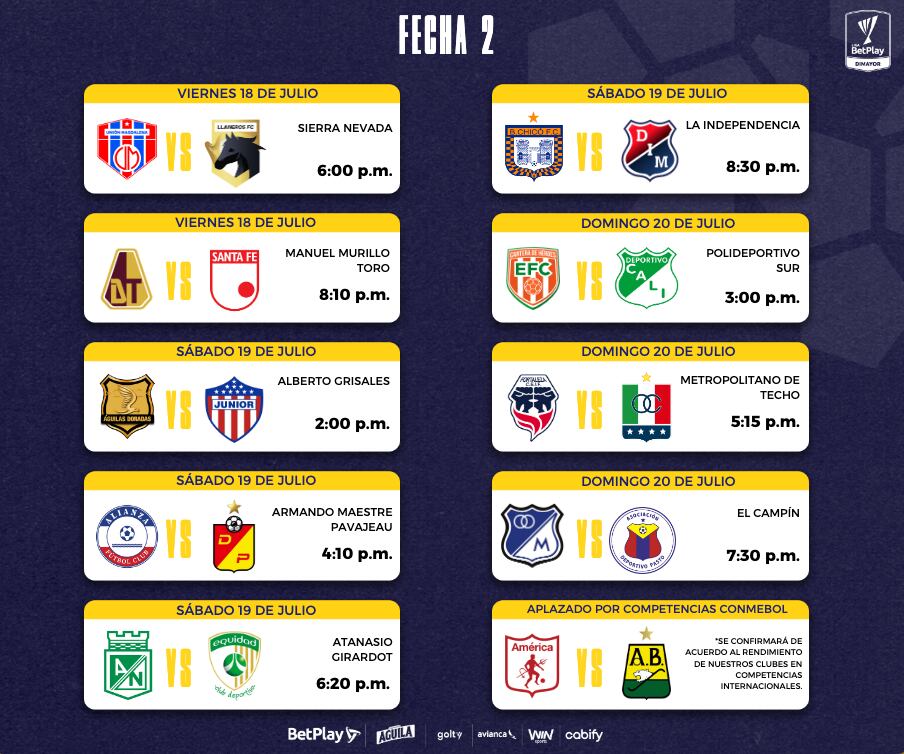 Liga BetPlay 2025 segundo semestre fecha 2