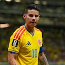 Colombia's James Rodriguez reacts during the World Cup Group K soccer match between Colombia and Congo in Zapopan, near Guadalajara, Mexico, Tuesday, June 23, 2026. (AP Photo/Ricardo Mazalan)