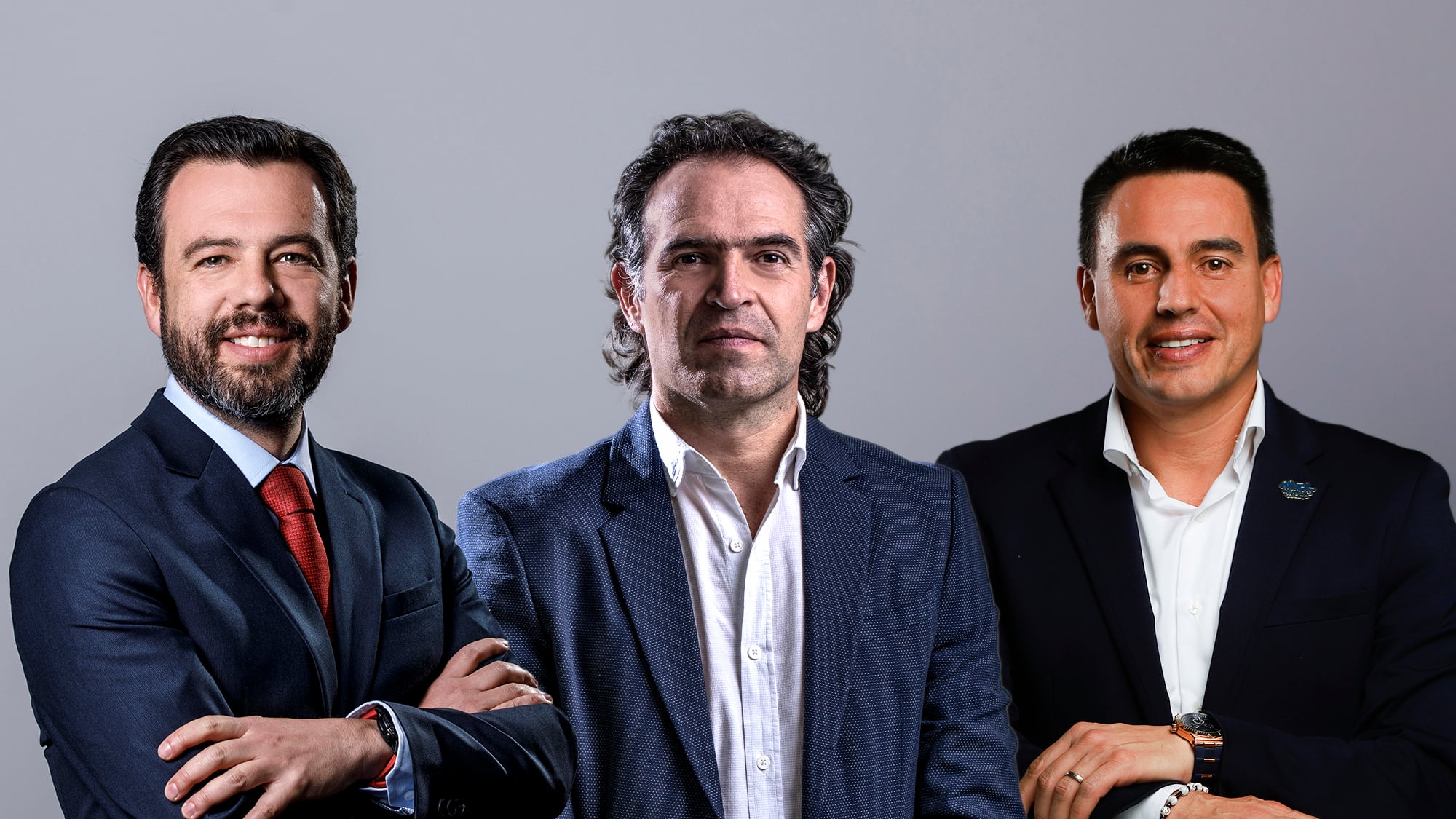 Carlos Fernando Galán., Federico Gutierrez. y  Jorge Eduardo Rojas