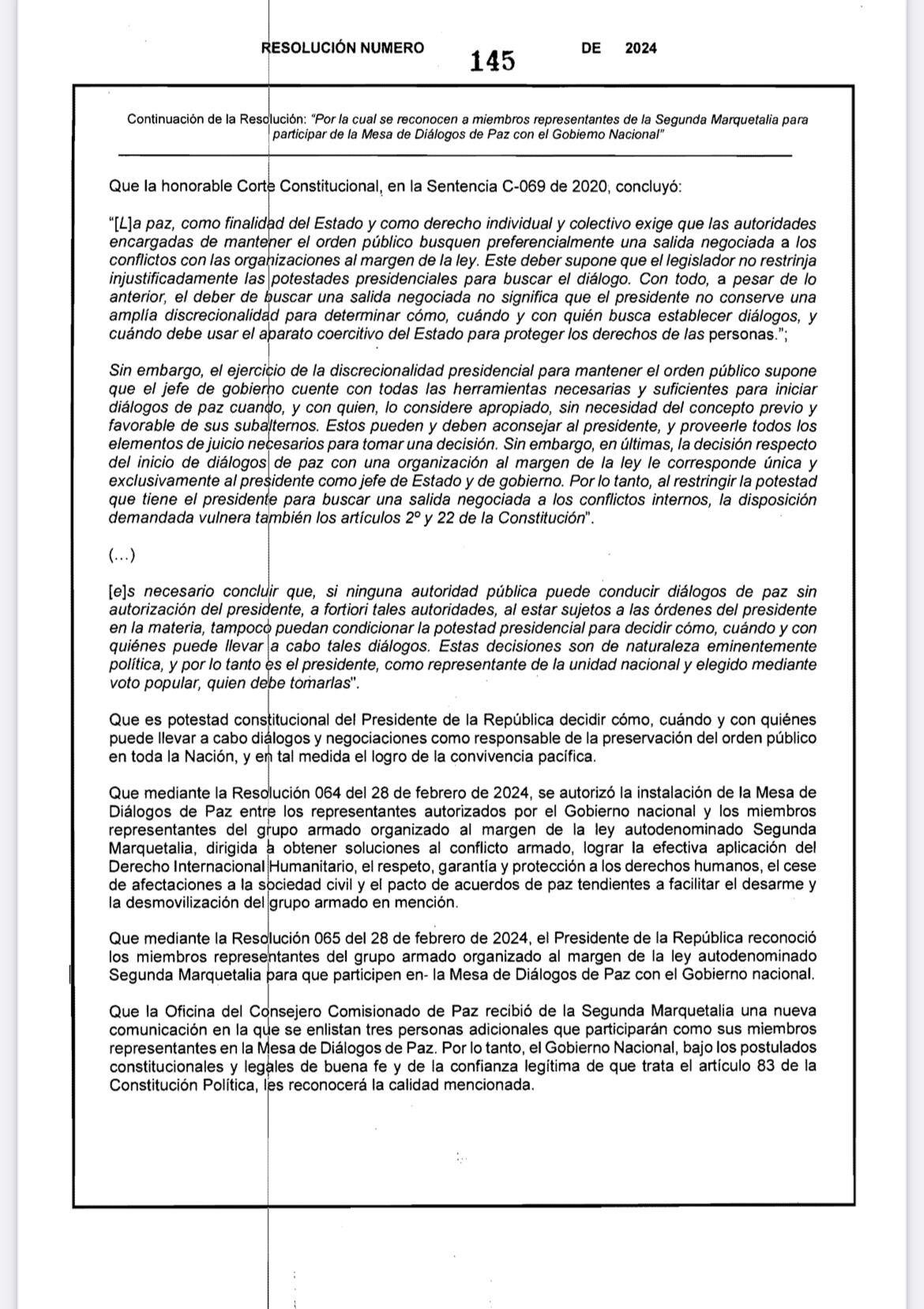 Documento Presidencia
