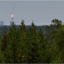 Rusia quema gas en la estación de compresión de Portovaya en Rusia, en esta imagen tomada desde la torre de vigilancia aérea de Pyterlahti en Virolahti, Finlandia oriental, el viernes 26 de agosto de 2022. Foto: Heikki Saukkomaa/Lehtikuva vía AP.
