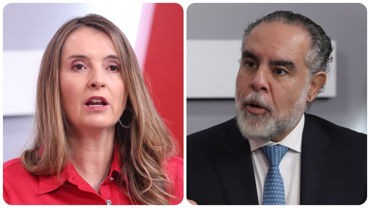 La candidata presidencial del Centro Democrático, Paloma Valencia, y el ministro del Interior, Armando Benedetti.