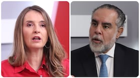 La candidata presidencial del Centro Democrático, Paloma Valencia, y el ministro del Interior, Armando Benedetti.