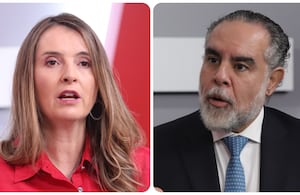 La candidata presidencial del Centro Democrático, Paloma Valencia, y el ministro del Interior, Armando Benedetti.